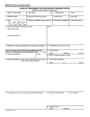 Plan of Treatment for Outpatient Rehabilitation