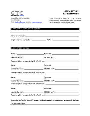 Malta Employer Social Security Exemption Application
