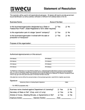 Business Statement of Resolution