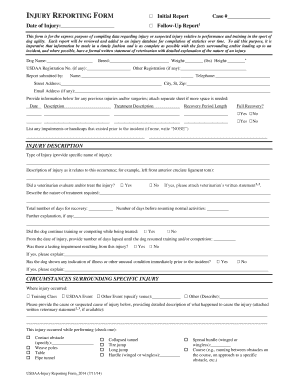 USDAA Dog Agility Injury Reporting Form