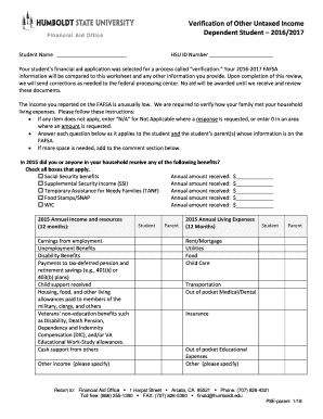 Verification of Other Untaxed Income Form