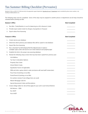 Tax Summer Billing Checklist