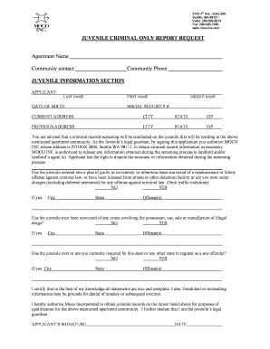 Juvenile Criminal Record Request Form