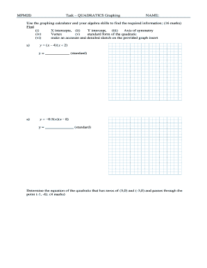 Quadratic Graphing Task