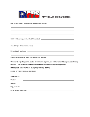 Materials Release Form