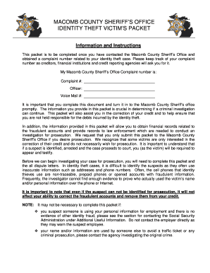 Identity Theft Victim’s Packet
