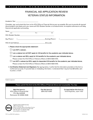 VCU Financial Aid Application Review