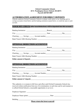 Authorization Agreement for Direct Deposits