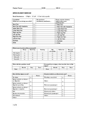 Spine Patient History Form