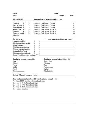Headache and Neck Pain Assessment Form