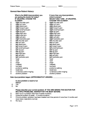 New Patient Medical History Form