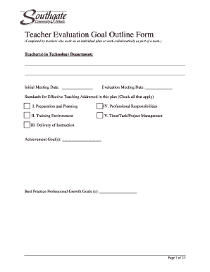 Teacher Evaluation Goal Outline Form