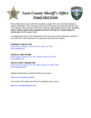 Leon County Fraud Alert Form