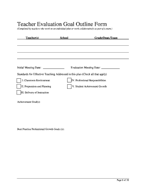 Teacher Evaluation Goal Outline Form