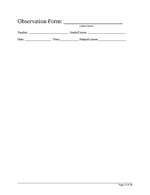 Teacher Observation Form