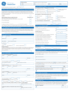 GE Money MasterCard Application Form