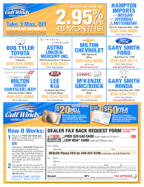 Gulf Winds Auto Loan Promotion Coupon