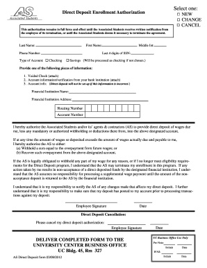 Direct Deposit Enrollment Authorization Form