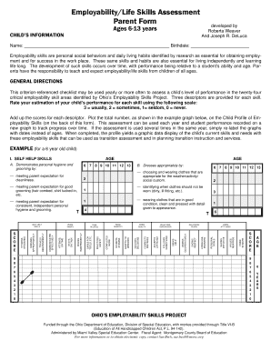 End of internship letter from employer sample - EmployabilityLife Skills Assessment Parent Form - SST 11 - sst11