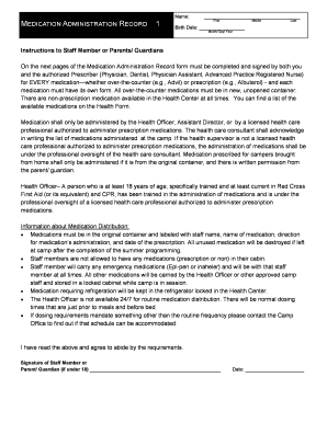 Medication Administration Record Form