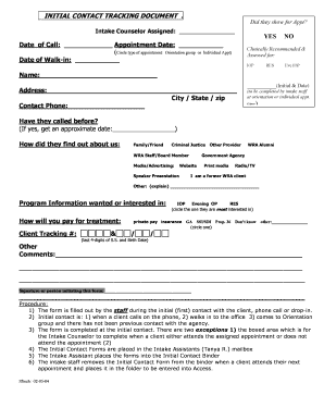 Initial Contact Tracking Document