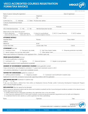 VECCI Accredited Courses Registration Form