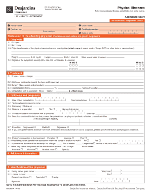 Physician's Report for Physical Illnesses