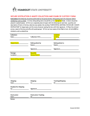 Secure Destruction E-Waste Collection Form