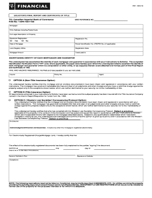 Solicitor's Final Report and Certificate of Title