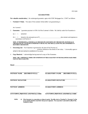 Guarantee Agreement for CIBC Mortgages Inc.