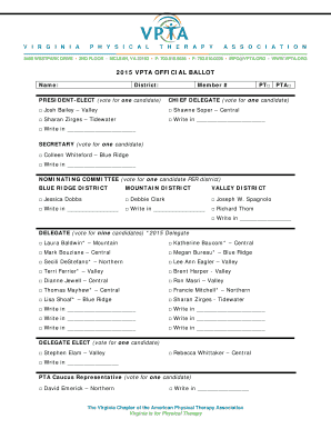 Virginia Physical Therapy Association 2015 Official Ballot