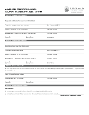 Coverdell Education Savings Account Transfer of Assets Form