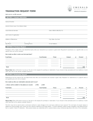 Emerald Mutual Funds Transaction Request Form