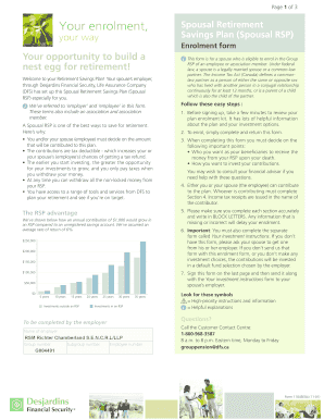 Spousal Retirement Savings Plan Enrolment Form