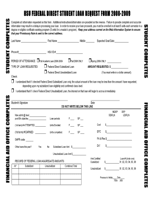 Federal Direct Student Loan Request Form