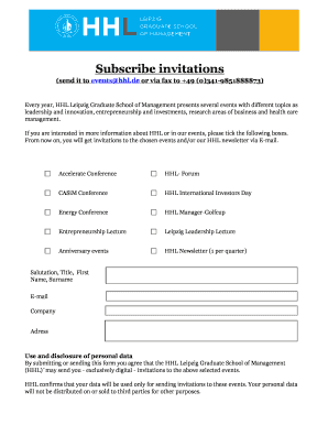 HHL Event Invitation Form