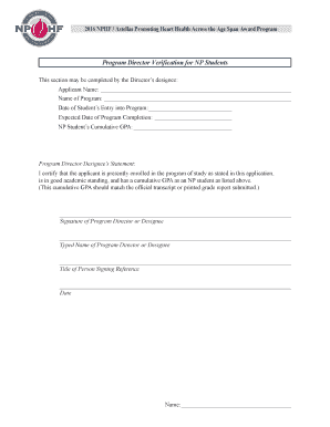 Program Director Verification for NP Students