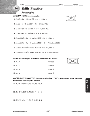 8 4 Skills Practice Rectangles Answer Key Fill Online Printable Fillable Blank Pdffiller