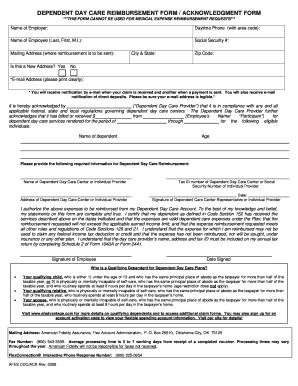 Dependent Day Care Reimbursement Form