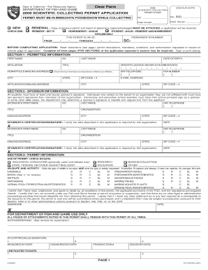 California Scientific Collecting Permit Application
