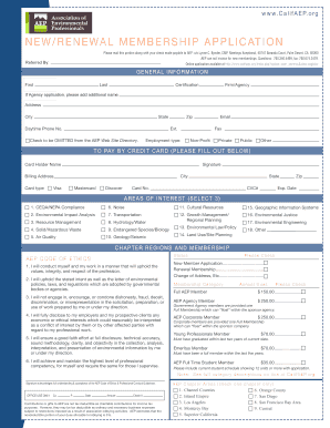 Fillable Online NEWRENEWAL MEMBERSHIP APPLICATION - AEP Central Fax ...