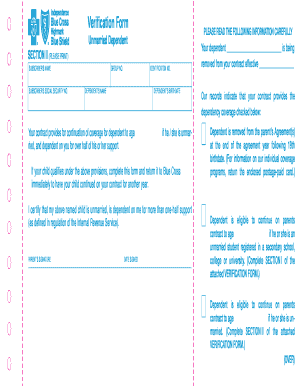 Unmarried Dependent Verification Form