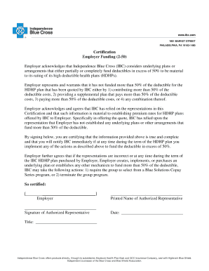 Employer HDHP Deductible Funding Certification