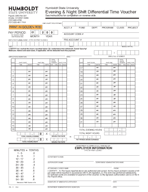Evening & Night Shift Differential Time Voucher