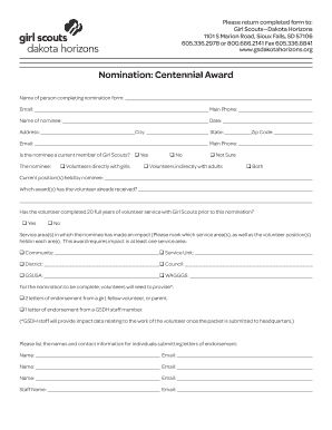 Nomination Centennial Award - Girl ScoutsDakota Horizons