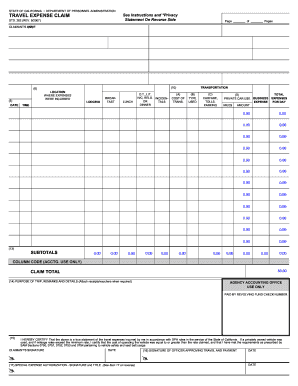 California Travel Expense Claim Form