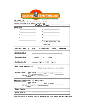 Kencrest Corp Order Form