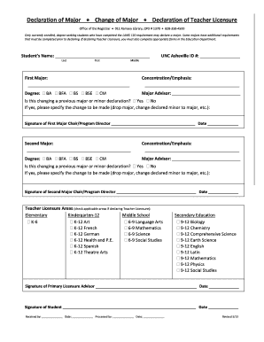 Declaration of Major Form