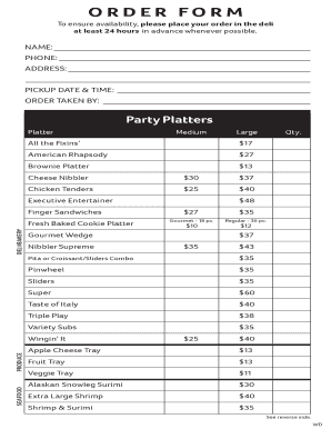 Deli Order Form