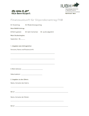 Finanzauskunft für Stipendienantrag FKB